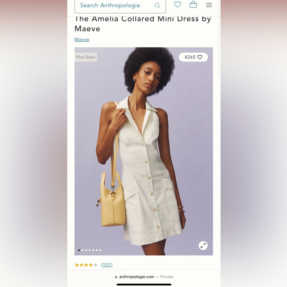 Anthropologie Ivory Collard Dress